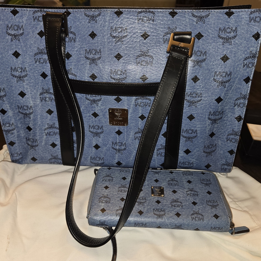 MCM Blue and Black Tote Bag Set